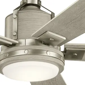 Luminosa Kichler Colerne 5 Blade 132cm Ceiling Fan with LED Light Brushed Nickel Remote Control