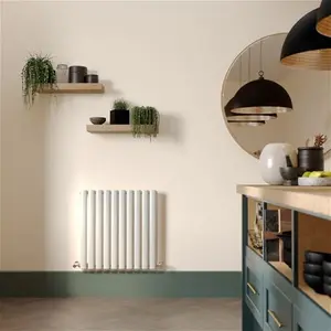 Milano Aruba Aiko - White Horizontal Designer Radiator - Modern Column Radiator - Contemporary - Single Panel - 600mm X 595mm