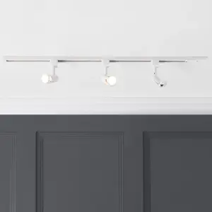 Litecraft Harlem White 3 Head 1m Straight Kitchen Ceiling Light with LED Bulbs