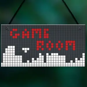 Red Ocean Game Room Sign Retro Gaming Sign Hanging Plaque For Boys Bedroom Man Cave Son Dad Gift