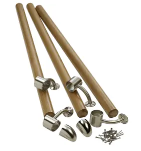 Richard Burbidge Fusion White oak Black nickel effect Handrail kit, (L)3.6m