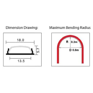 Bendable Aluminum Profile for LED Strips, Silver Colour, 3.3ft/1M