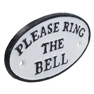 Please Ring Bell Cast Iron Sign Plaque Door Wall House Office Reception Gate