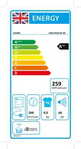 Candy CSOH9A2TE 9kg Freestanding Heat pump Tumble dryer - White