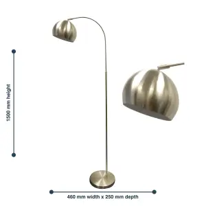 First Choice Lighting Satin Nickel Curved Dome Floor Lamp