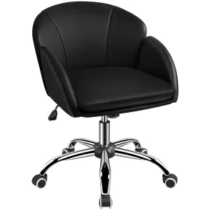 Yaheetech Modern Desk Chair for Home Office Makeup - Black / Faux Leather