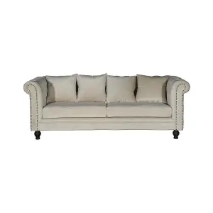 Velvet 3 - 4 seat sofa , Cream Velvet Vintage Sofa