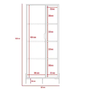 White Dallas bookcase display unit, white & carbon grey oak effect