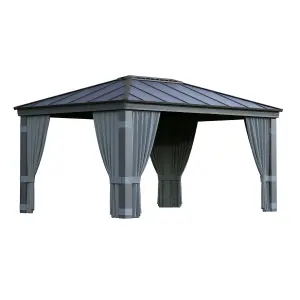 Palram - Canopia Dallas Grey Gazebo curtain, Pack of 4 (L)2120mm (W)4400mm