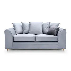 Chicago Velvet 3 Seater Sofa in Silver Blue