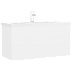 Berkfield Sink Cabinet with Built-in Basin White Engineered Wood