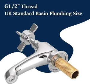 BATHWEST Traditional Pair of Bathroom Sink Taps Chrome Brass Victorian Basin Taps Pair Faucet