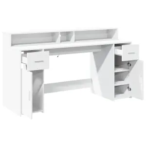 Berkfield Desk with LED Lights White 160x55x91 cm Engineered Wood