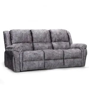 Galaxy 3 Seater Electric Reclining Grey Plush Velvet Fabric Sofa