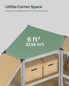 SONGMICS 5-Tier Corner Shelf, Industrial Garage Storage Rack, Metal Shelving Units for Warehouse, Silver and Natural Beige