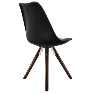 Soho Black Plastic Dining Chair with Pyramid Dark Wood Legs