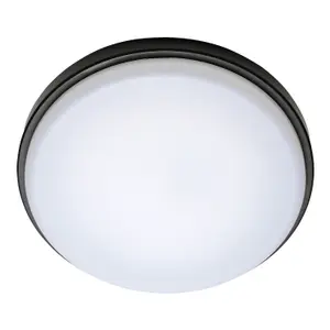 GoodHome Almagro Black Wired LED Bulkhead light (Dia) 28cm