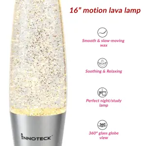 Innoteck 16" Soothing Motion Glitter Lamp - Silver Glitter, Clear Liquid