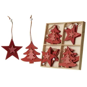 12 Piece Star and Tree Hanging Figurine Ornament Set (Set of 12)