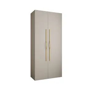 Elegant Cashmere Como II Hinged Door Wardrobe H2460mm W1100mm D500mm, Two Doors, Eight Shelves, One Hanging Rail, Gold Handles