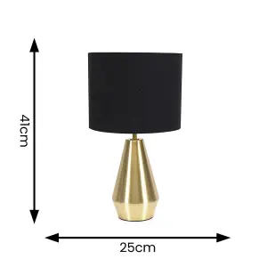 ValueLights Jax Gold Metal Touch Dimmer Table Lamp with Black/Gold Drum Shade