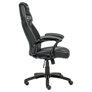 GTForce Roadster 1 Sport Racing Car Office Chair, Adjustable Lumbar Support Gaming Desk Faux Leather With Mesh Trimmings (Grey)