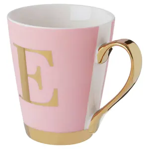 Maison by Premier Mimo Pink Frosted Deco E Letter Monogram Mug