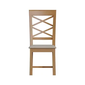 FWStyle Solid Oak Cross Back Dining Chairs Set Of 2 Natural Lacquered Finish