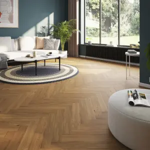 GoodHome Visby Modern Herringbone Oak Engineered Real wood top layer flooring, 1.94m²