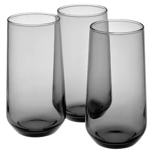 Queensway Home & Dining 470ml 6 Pcs Dark Grey Coloured Highball Tall Cocktails Juice Glasses