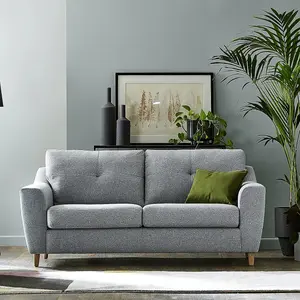 Baxter Silver Tufted Fabric Sofa Suite 3 Seater and 2 Seater Sofa