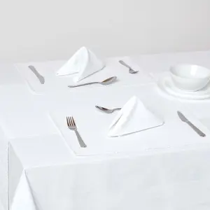 Homescapes Cotton Plain White Table Runner