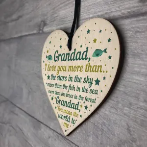 Red Ocean Grandad Gifts For Birthday Christmas Grandad Gifts From Grandchildren Handmade Wooden Hanging Heart Plaque Keepsake