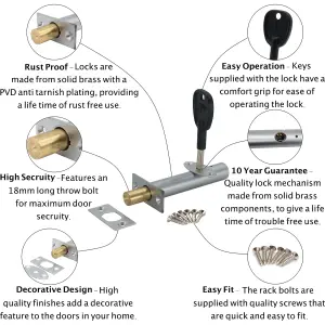 EAI - Rack Bolt - 86mm / 57mm Backset - Pack 2 Bolts + 2 Keys