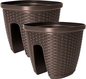 Emsa 2PC Brown Casa Mesh Railing Pots 30cm x 30cm x 26cm