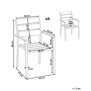 Set of 6 Garden Chairs VERNIO Light Wood-Black