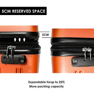 SET OF 3 ABS Hard shell Travel Trolley Suitcase 4 wheel Luggage Set Hand Luggage, 20,24,28 inch, Orange