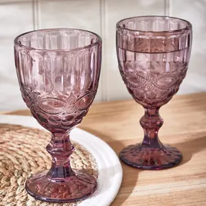 Set of 8 Vintage Luxury Rose Quartz Drinking Wine Glass Wine Goblets 350ml