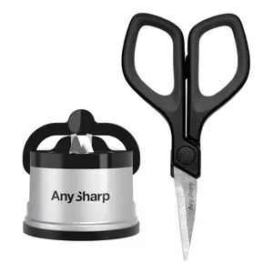 Anysharp Multi Pack Plastic Silver Sharpener + Mini Scissors & AnySharp Smart Scissors - 5in1 Multi-Purpose Scissors Bundle