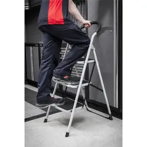 Sealey Step Stool Metal 3 Steps 150kg Capacity 710mm Height Anti Slip ASL23