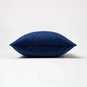 Homescapes Navy Filled Velvet Cushion with Piped Edge 46 x 46 cm