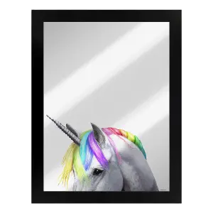 Inquisitive Creatures Unicorn Mirrored Plaque Black/Silver (One Size)