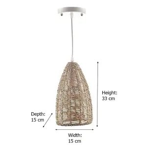 Wicker Rattan Basket Pendant Light - Small