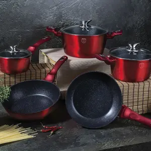 URBNLIVING Height 11.8cm Berlinger Haus 10Pc Red Cookware Set Aluminium Non Stick Pots Pans Induction Tools