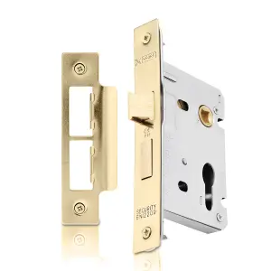 XFORT Polished Brass Euro Profile Sashlock 75mm