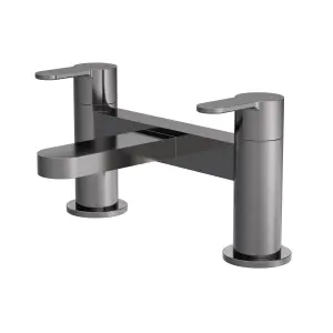 Round Deck Mounted Bath Filler Tap - Brushed Pewter