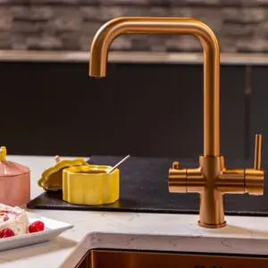 flode Kyld 4 in 1 Instant Boiling & Cold Water Tap with Filtered Chilled Water Brushed Copper Finish