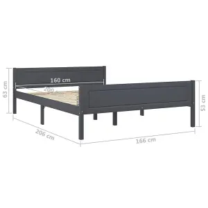 Berkfield Bed Frame Solid Pinewood Grey 160x200 cm