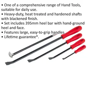 5 Piece Heavy Duty Pry Bar Set with Ergonomic Handles and Hardened Shafts