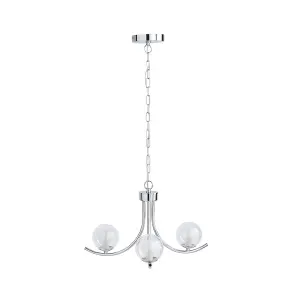 Jimena 3-Light Polished Chrome Chandelier Pendant Ceiling Light